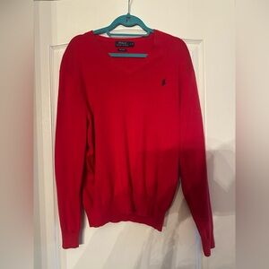 Polo by Ralph Lauren Men's Red V-Neck Sweater
